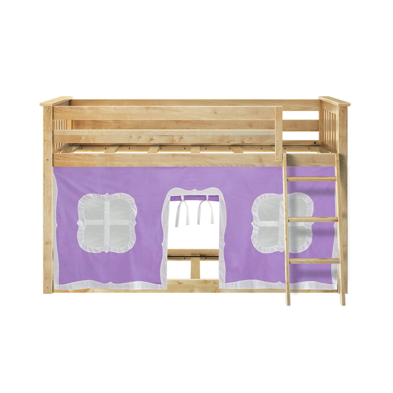 Twin Over Twin Low Bunk Bed With Curtain
