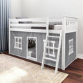 Twin Over Twin Low Bunk Bed With Curtain