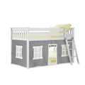 Twin Over Twin Low Bunk Bed With Curtain