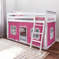 Twin Over Twin Low Bunk Bed With Curtain
