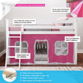 Twin Over Twin Low Bunk Bed With Curtain