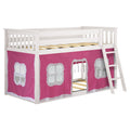 Twin Over Twin Low Bunk Bed With Curtain