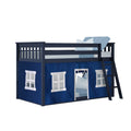 Twin Over Twin Low Bunk Bed With Curtain