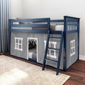 Twin Over Twin Low Bunk Bed With Curtain