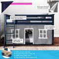 Twin Over Twin Low Bunk Bed With Curtain
