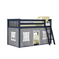 Twin Over Twin Low Bunk Bed With Curtain