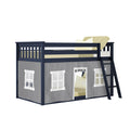Twin Over Twin Low Bunk Bed With Curtain
