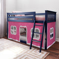 Twin Over Twin Low Bunk Bed With Curtain