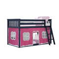Twin Over Twin Low Bunk Bed With Curtain