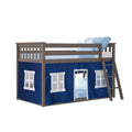Twin Over Twin Low Bunk Bed With Curtain