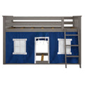 Twin Over Twin Low Bunk Bed With Curtain