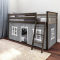 Twin Over Twin Low Bunk Bed With Curtain