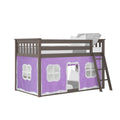 Twin Over Twin Low Bunk Bed With Curtain