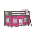 Twin Over Twin Low Bunk Bed With Curtain