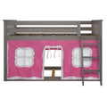 Twin Over Twin Low Bunk Bed With Curtain