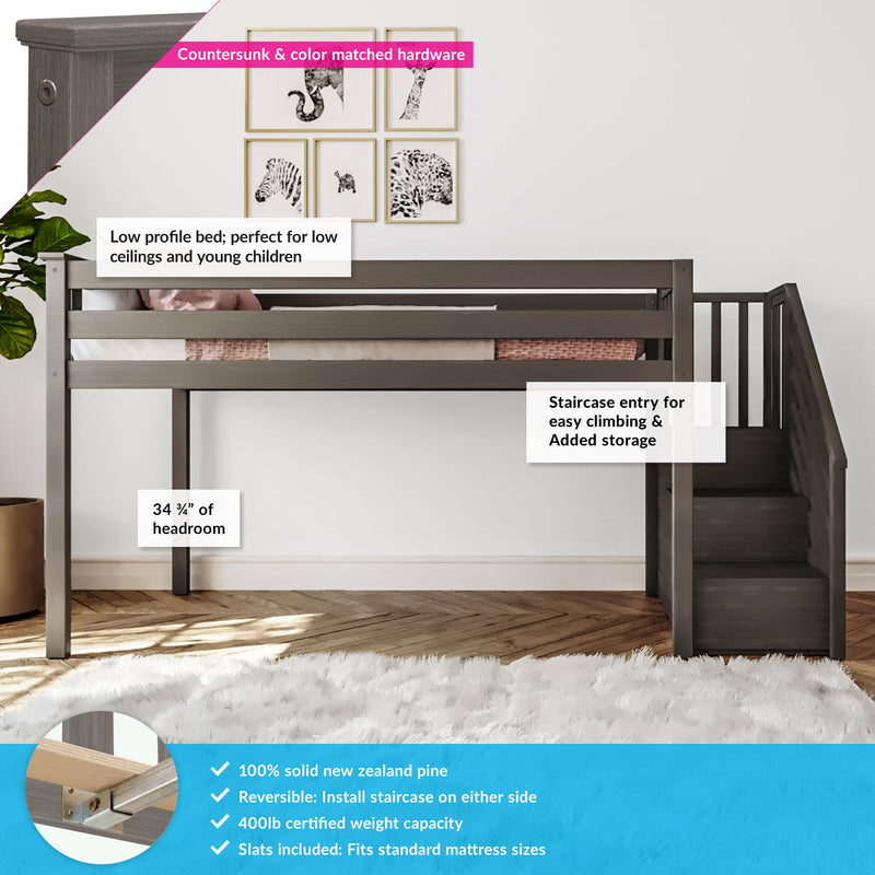 Twin Low Loft Bed With Stairs