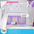 Twin Low Loft with Stairs and Slide with Curtains