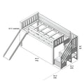 Twin Low Loft with Stairs and Slide with Curtains