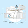 White wooden loft bunk bed with ladder and safety rails, illustrated dimensions 81.5" x 59" x 65" with 36.25" clearance and 400 lb weight capacity — modern space-saving bunk bed for kids and teens