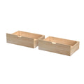 Set of two natural wood under-bed storage drawers with cutout handles, unfinished bedroom storage organizer