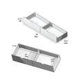 Under-bed storage drawer unit diagram showing two pull-out drawers with labeled dimensions: overall 74 in long × 24.5 in wide × 11.75 in tall; each drawer 35.25 in wide × 23 in deep × 6 in tall — bedroom storage solution.