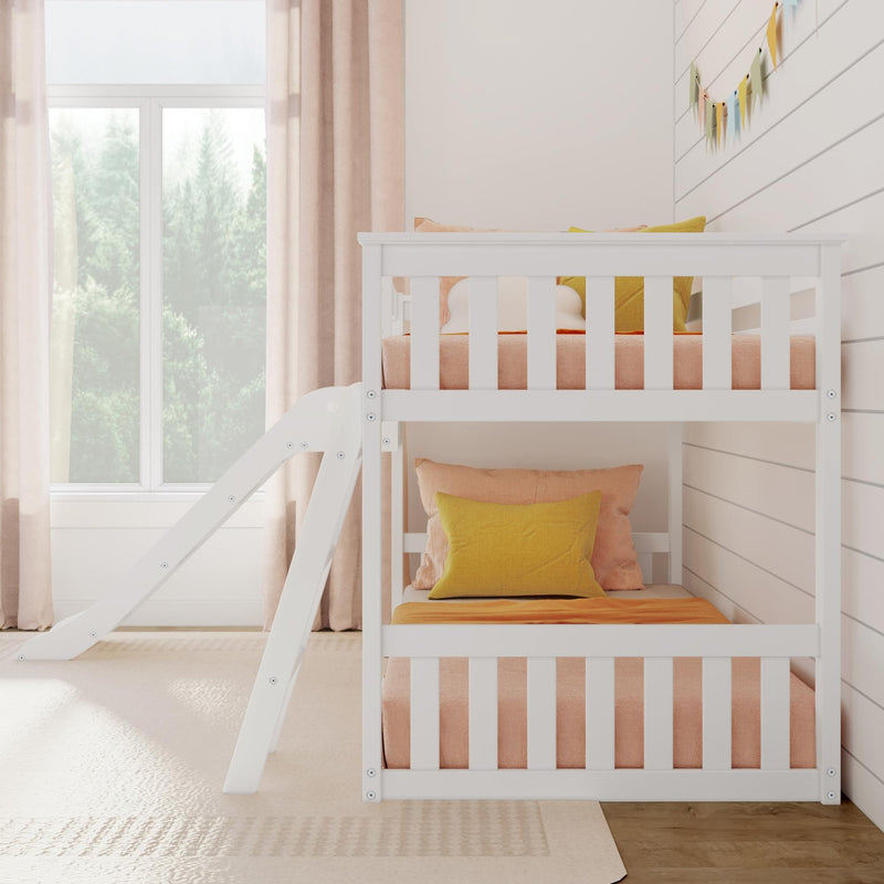 Twin Over Twin Low Bunk Bed With Slide
