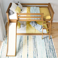 Twin Over Twin Low Bunk Bed With Slide