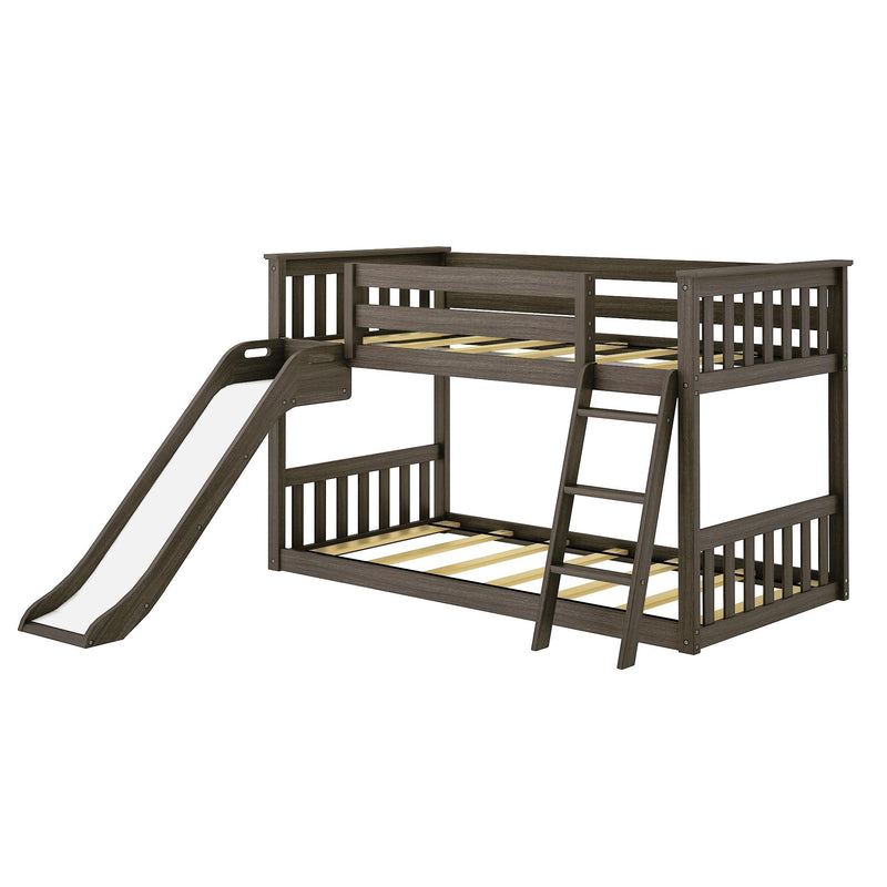 Twin Over Twin Low Bunk Bed With Slide