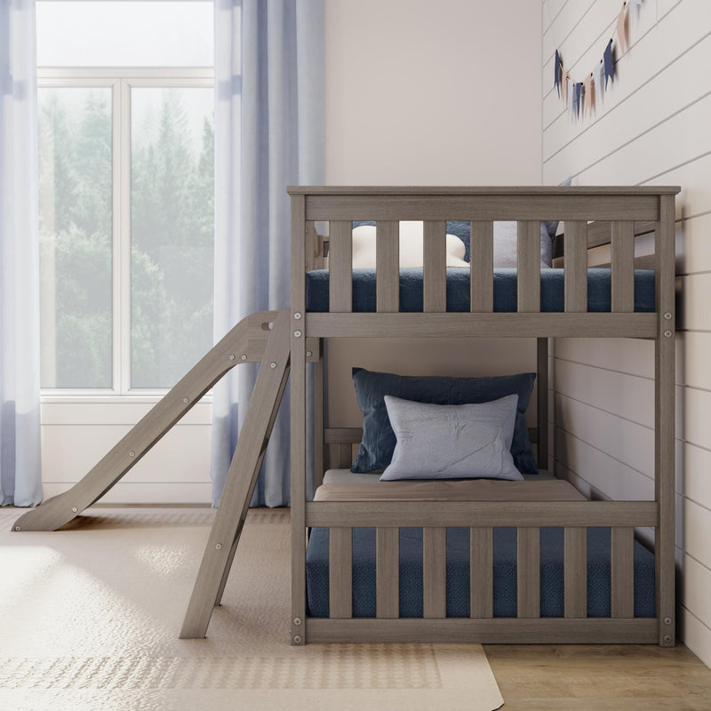 Twin Over Twin Low Bunk Bed With Slide