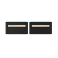 Pair of rectangular black wall-mounted bulletin boards with green trim and wooden mounting rails secured by screws