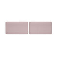 Pair of blush pink upholstered headboard panels on a white background, textured rectangular cushions for modern bedroom decor
