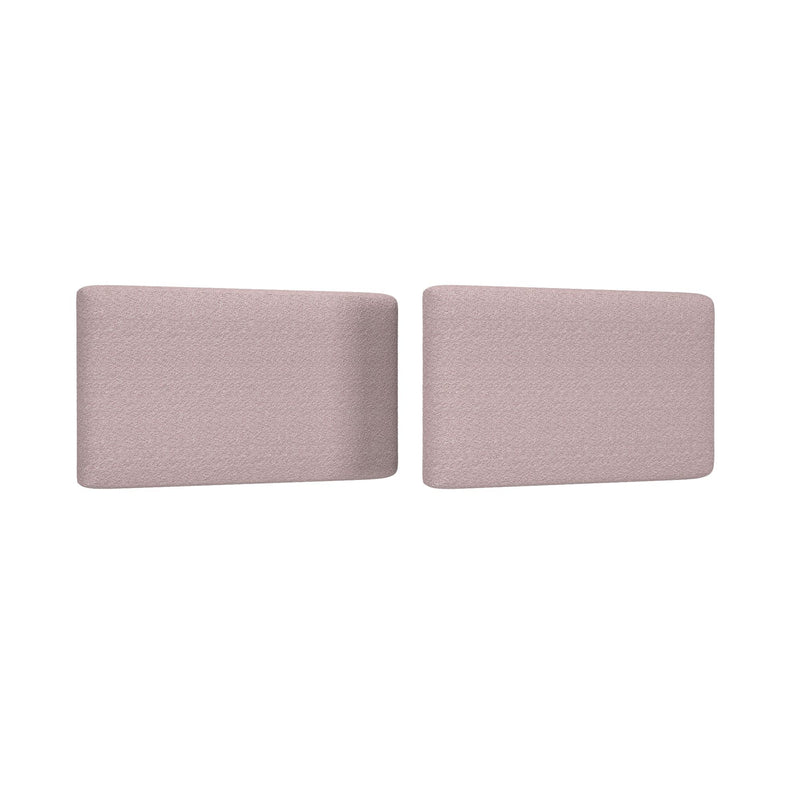 Pair of blush pink textured rectangular sofa cushions on white background, modern minimalist living room throw pillows