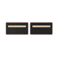 Pair of black rectangular chalkboard bulletin boards with blush-pink fabric frames and wooden mounting rails for home office or classroom