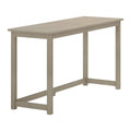 Light natural wood rectangular table with slim square legs and crossbar supports — modern minimalist console or dining table