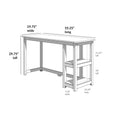 Compact home office computer desk with two open shelves — product diagram with measurements: 55.25 in L × 19.75 in W × 29.75 in H; shelf openings 11.25 in and 10 in high, shelf surface 14.25 in × 7.25 in