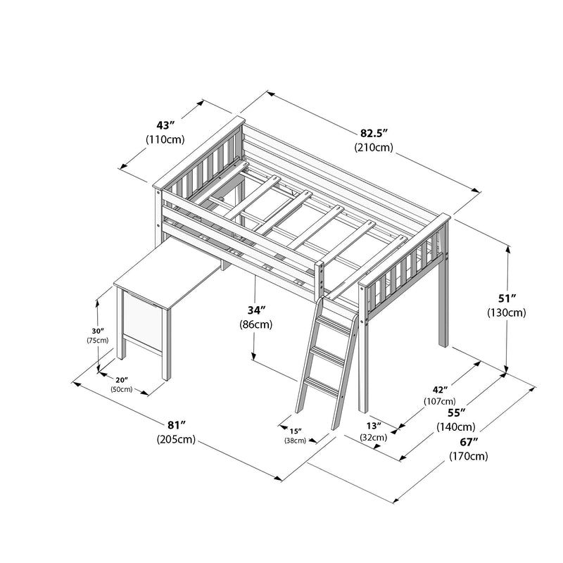 Twin Low Loft Bed With Desk