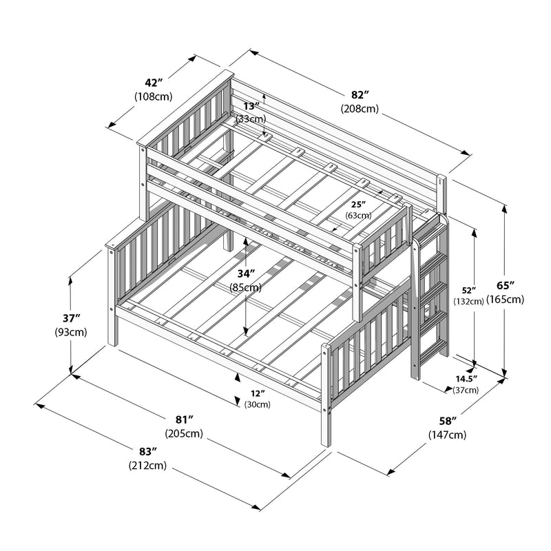 Twin Over Full Bunk Bed With Ladder on End