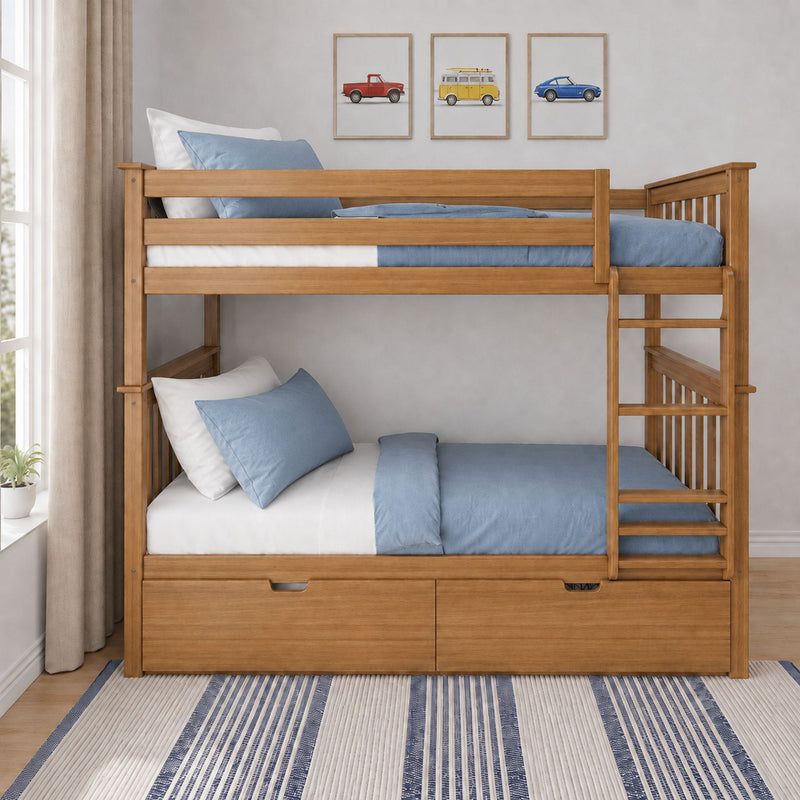 Twin Over Twin Bunk Bed With Storage Drawers