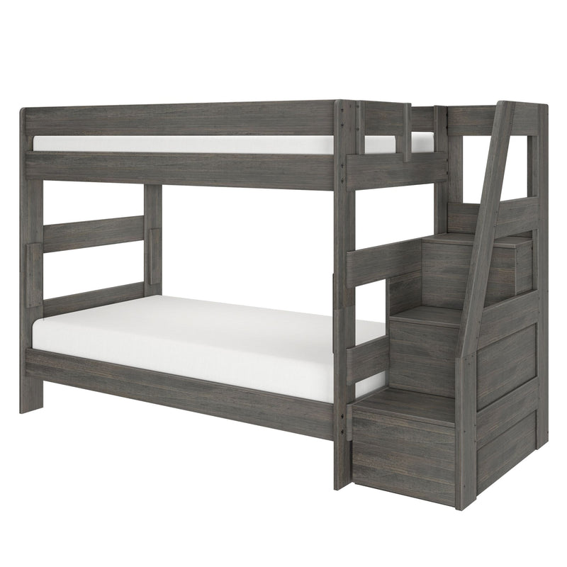 Modern Farmhouse Twin Over Twin Bunk Bed With Stairs