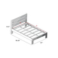 Assembly diagram of a wooden slatted platform bed frame with horizontal headboard, annotated dimensions and measurements for length, width, and internal slat supports, ideal for comparing bed frame dimensions and assembly instructions