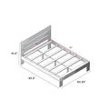 Queen-size bed frame dimensions diagram showing 60 x 80 in mattress fit, slatted wood platform, headboard height 41.5 in, overall length 83.5 in and outer width 63.25 in