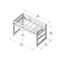 Isometric technical diagram of a wooden twin loft bed frame showing slatted mattress support, guard rails, ladder-style side rails and labeled dimensions (79in/200cm length, 76in/193cm width, 48in/121cm height) — loft bed dimensions and assembly reference