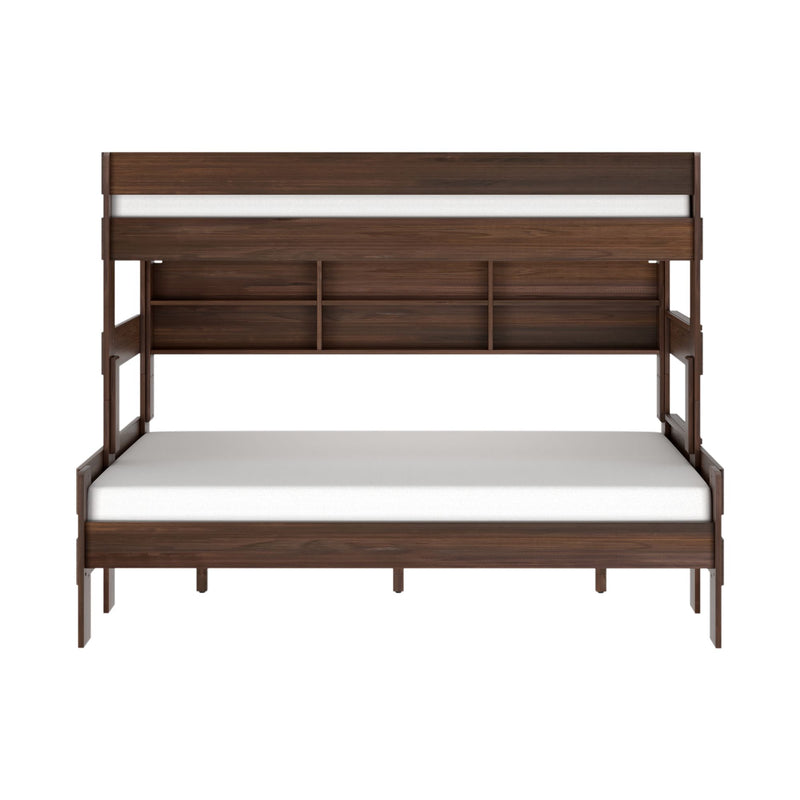 Modern Farmhouse Twin XL Over Queen Bunk Bed With Bookshelf