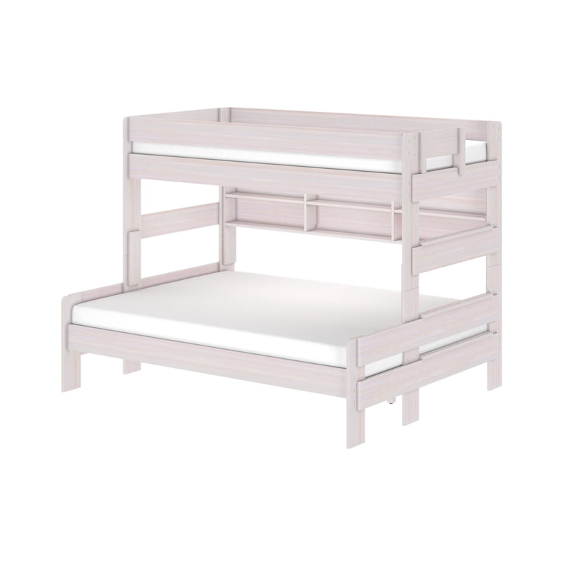 Modern Farmhouse Twin XL Over Queen Bunk Bed With Bookshelf