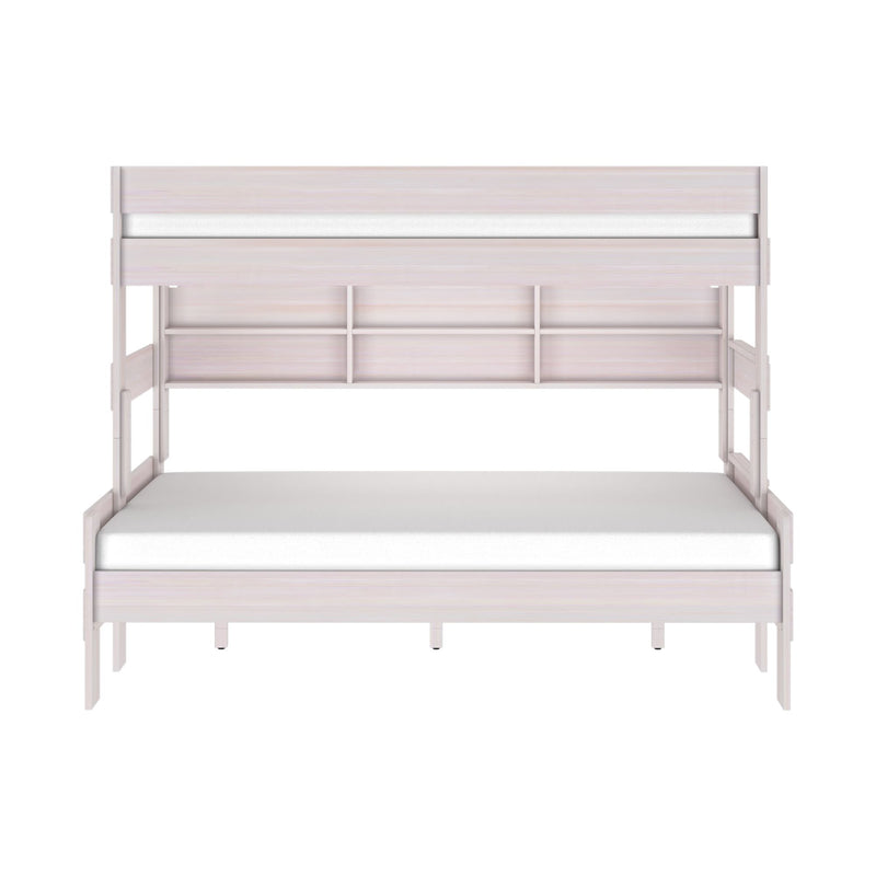 Modern Farmhouse Twin XL Over Queen Bunk Bed With Bookshelf