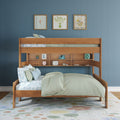 Modern Farmhouse Twin XL Over Queen Bunk Bed With Bookshelf