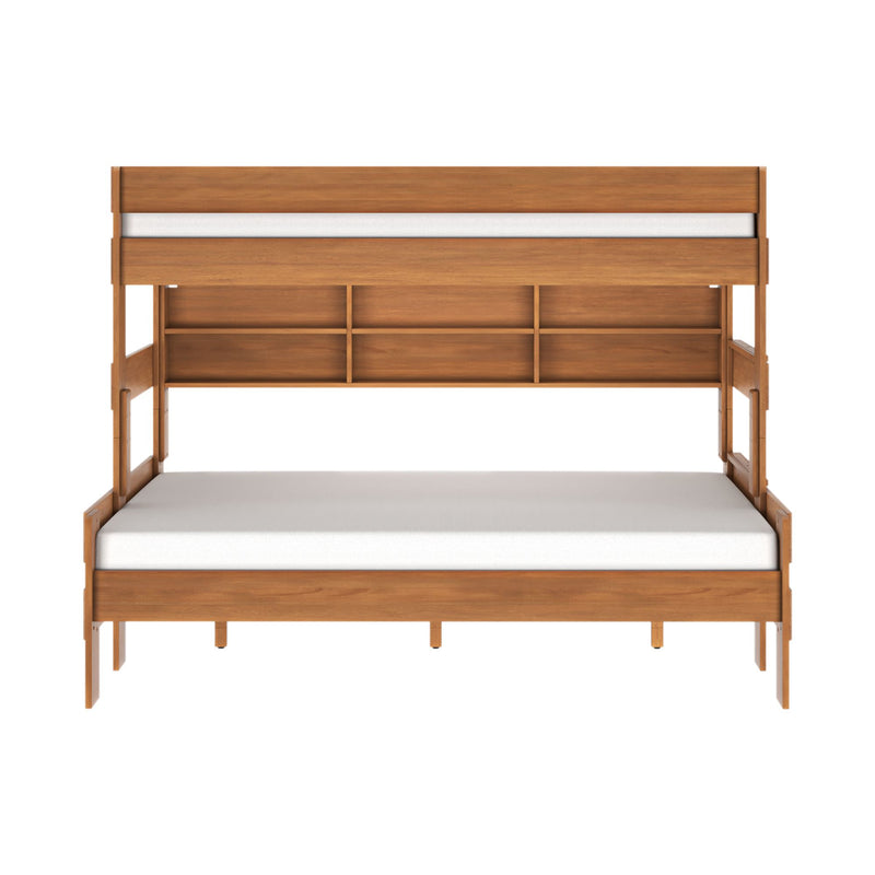 Modern Farmhouse Twin XL Over Queen Bunk Bed With Bookshelf