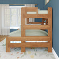 Modern Farmhouse Twin XL Over Queen Bunk Bed With Bookshelf