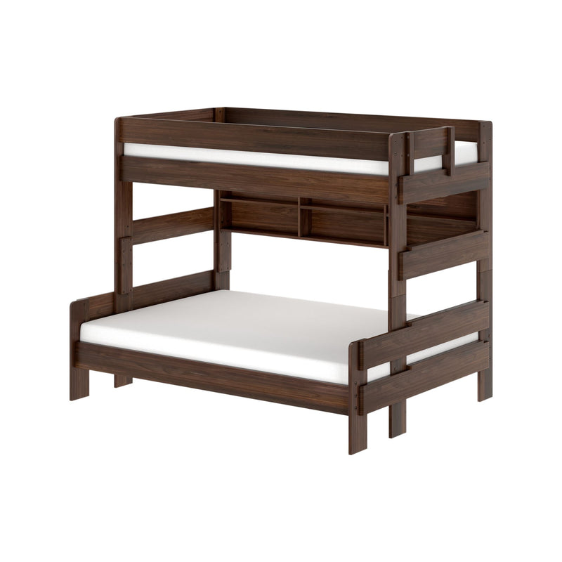 Modern Farmhouse Twin Over Full Bunk Bed With Bookshelf