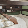 Modern Farmhouse Twin Over Full Bunk Bed With Bookshelf
